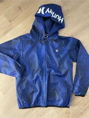 Hurley Youth Blue Hooded Windbreaker Jacket Size M